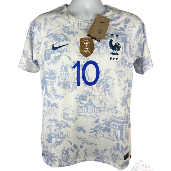 ⚽️ New World Cup QATAR 2022 FRANCE Mbappé #10 AWAY Mens Soccer Jersey ⚽️ - Picture 8 of 8